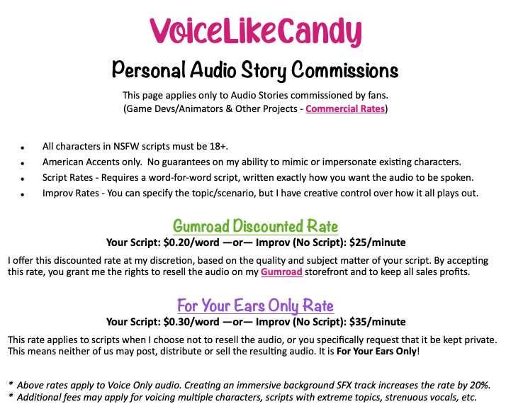 VoiceLikeCandy Commission Rates